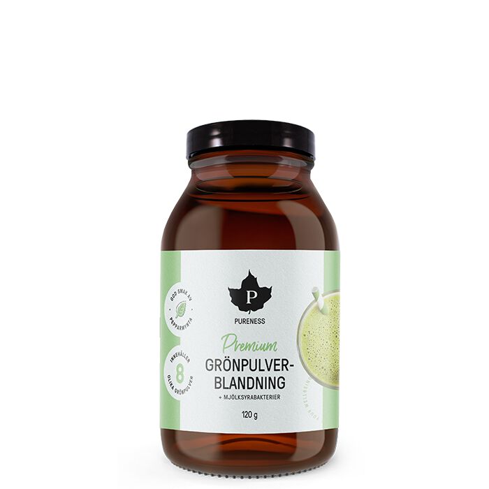 Premium Grönpulverblandning + mjölksyrabakterier 120 g