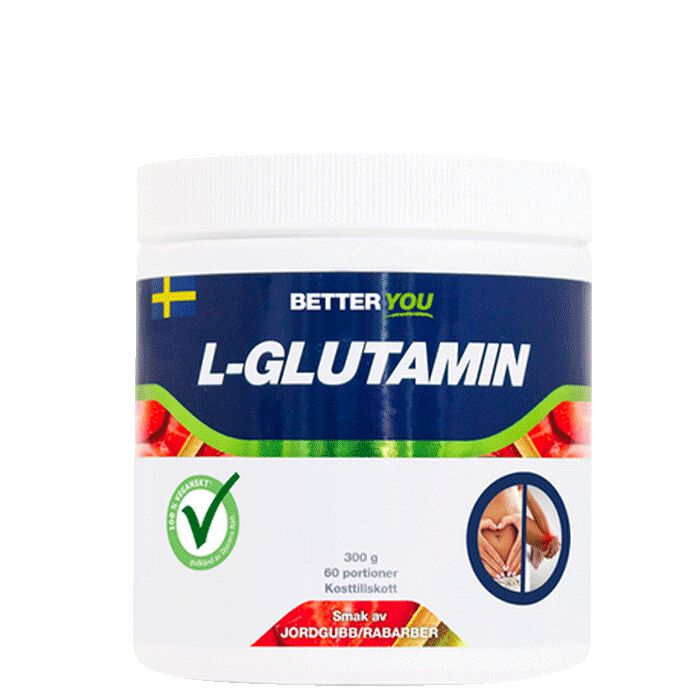 Naturligt L-Glutamin 300 g Jordgubb Rabarber