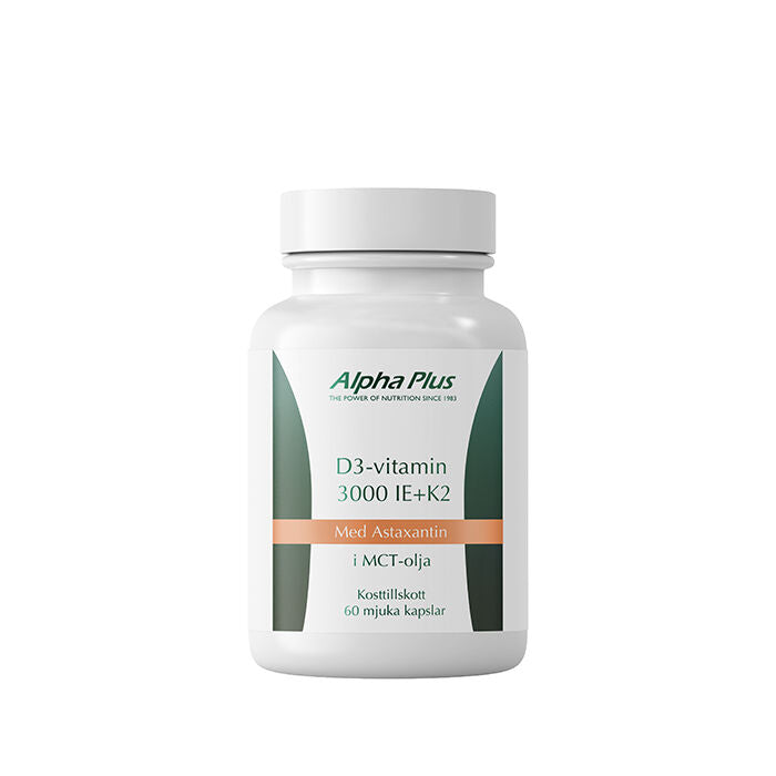 D3 3000IE + K2 och Astaxantin 60 kapslar