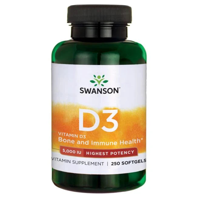 Swanson Highest Potency Vitamin D-3 (5000 IU), 250 softgels