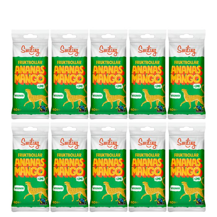 10 x Smiling Fruktbollar Mango/Ananas/Lime, 40 g