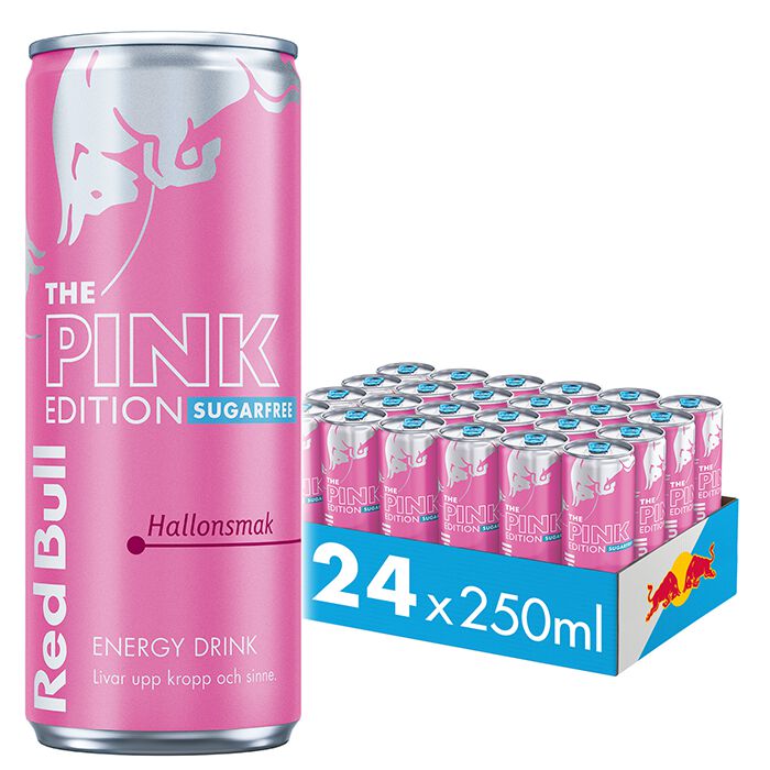 24 x Red Bull Energidryck, 250 ml, Sockerfri pink Edition