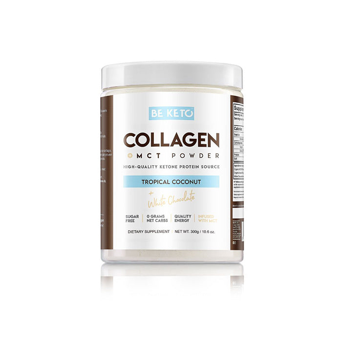 BeKeto KETO Collagen +MCT 300 g Tropisk Kokos & Vit Choklad