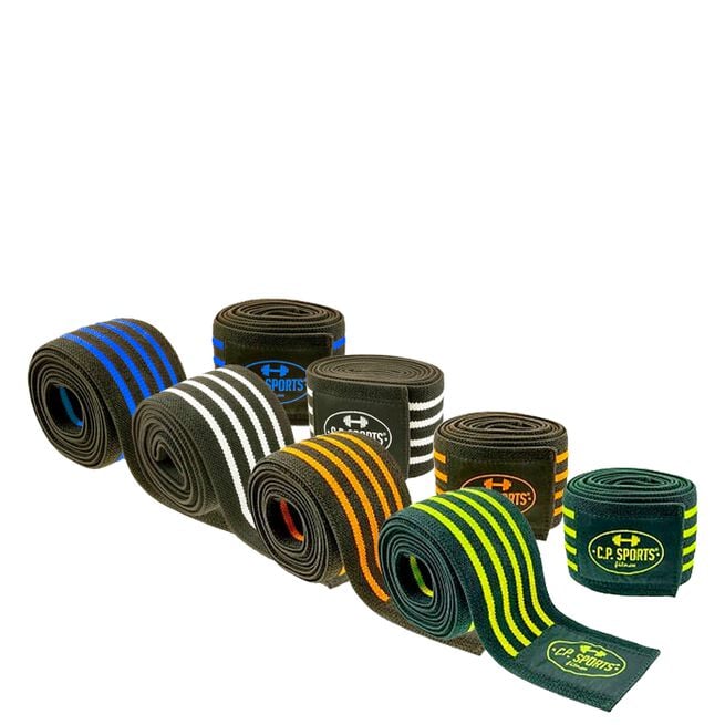 C.P. Sports Knee Wraps, 2 m Svart/vit