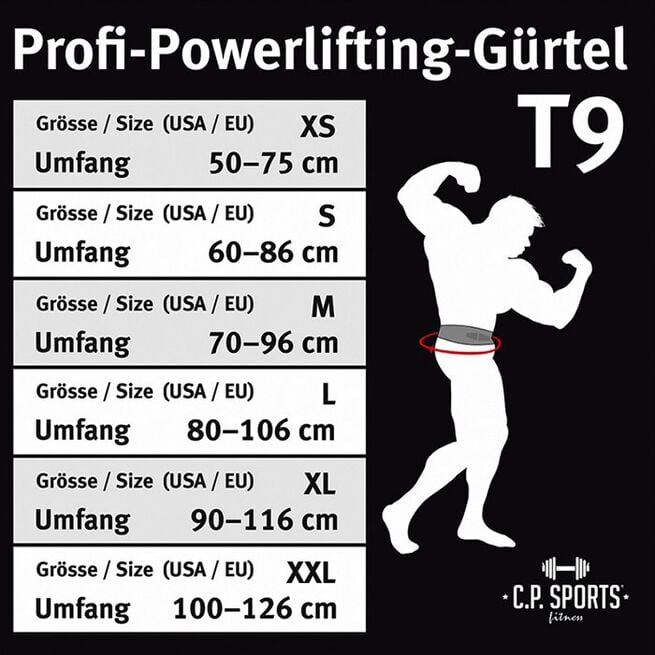 C.P. Sports Powerlifting Lyftarbälte Snabbspänne Svart Small