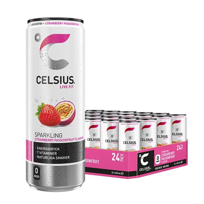 Celsius 24 x Celsius, 355 ml 2 kr pant Strawberry Passionfruit