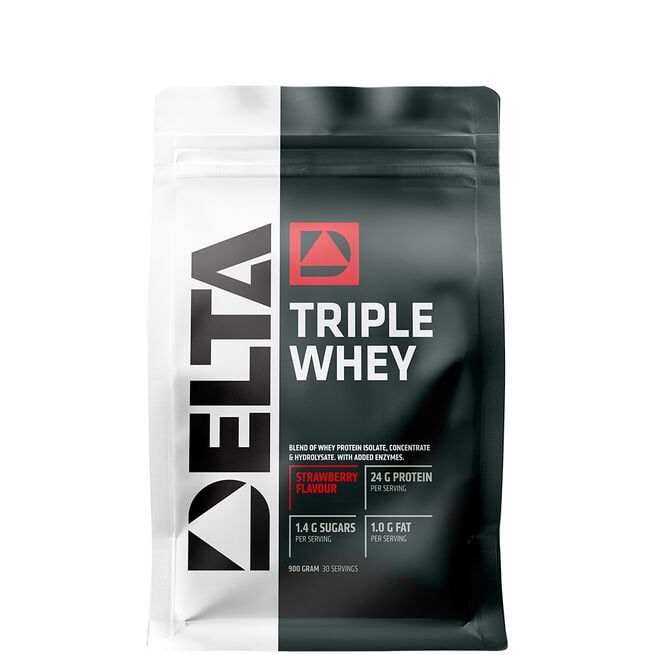 Delta Nutrition Triple Whey Vassleprotein 900 g Strawberry
