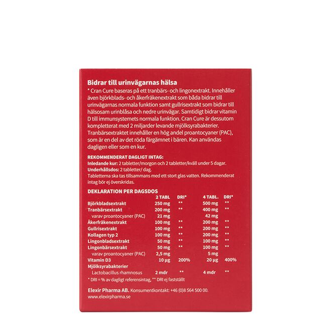 Elexir Pharma Cran Cure® Tranbär + Mjölksyrabakterier 60 tabletter