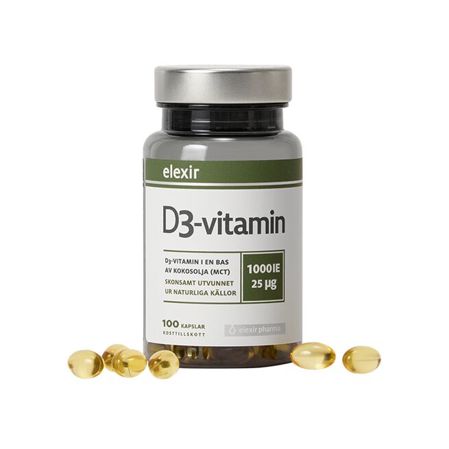 Elexir Pharma D3-vitamin 25 mcg 1000 IE 100 kapslar