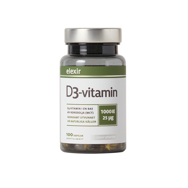 Elexir Pharma D3-vitamin 25 mcg 1000 IE 100 kapslar