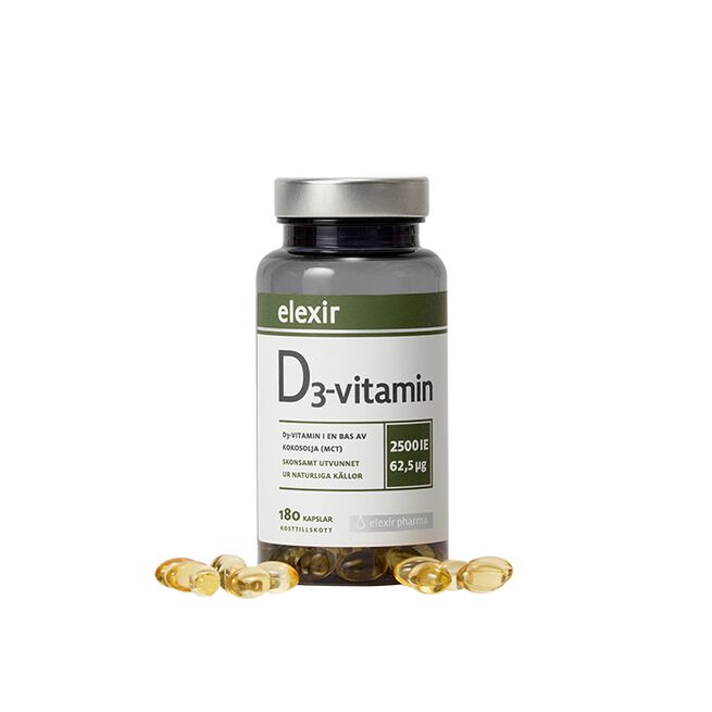 Elexir Pharma D3-vitamin 2500 IE 180 kapslar