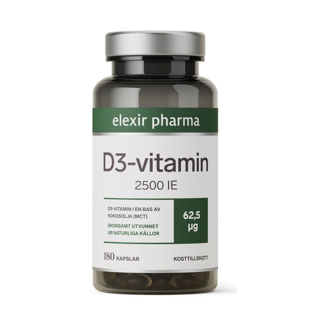 Elexir Pharma D3-vitamin 2500 IE 180 kapslar