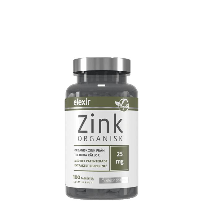 Elexir Pharma Organisk Zink 25 mg 100 tabletter
