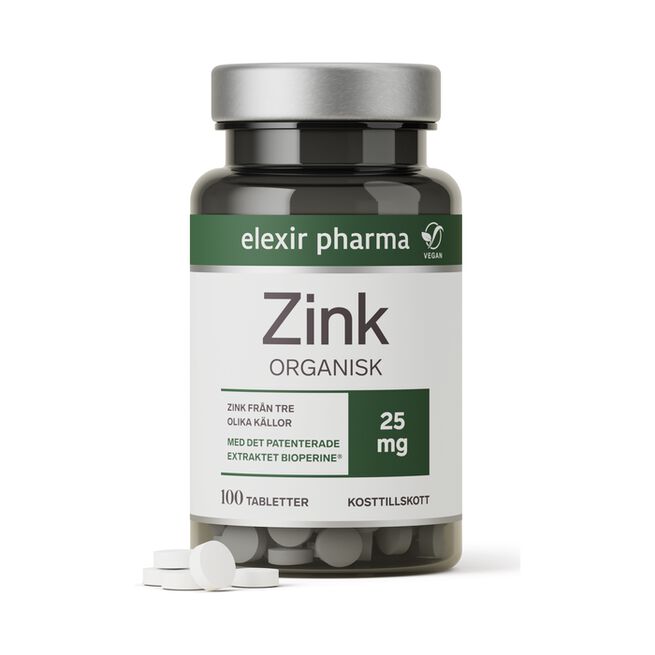 Elexir Pharma Organisk Zink 25 mg 100 tabletter