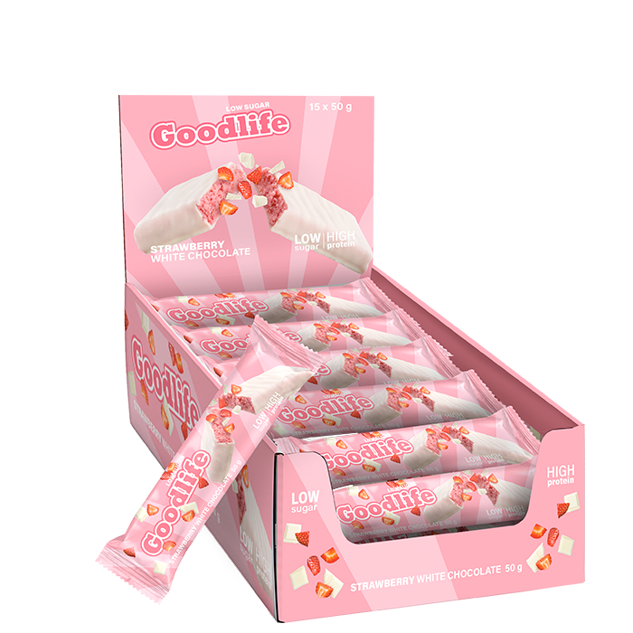 Goodlife 15 x Low Sugar Proteinbar 50 g Strawberry White chocolate