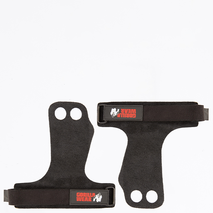 Gorilla Wear Gear 2-Hole Leather Lifting Grips Svart