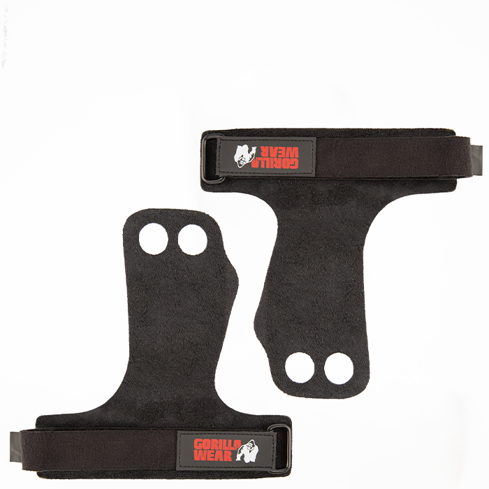 Gorilla Wear Gear 2-Hole Leather Lifting Grips Svart
