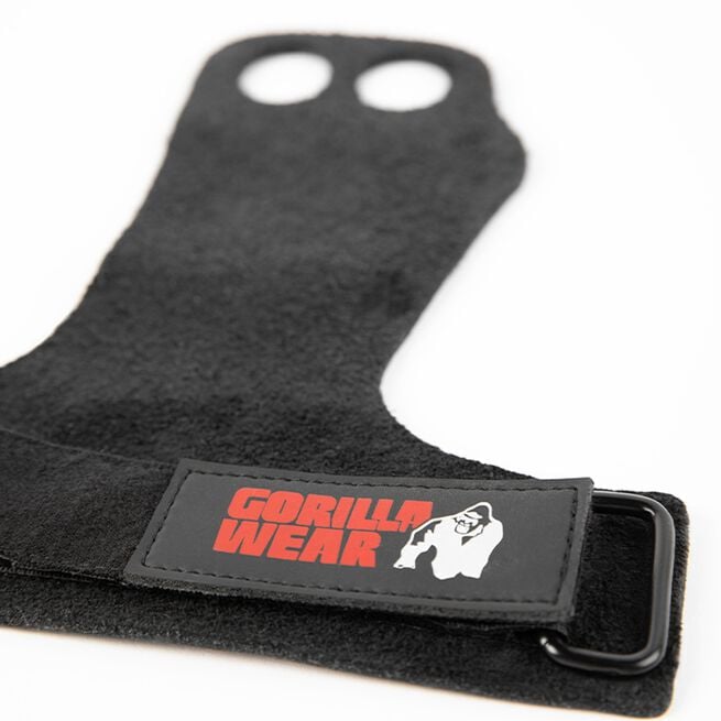 Gorilla Wear Gear 2-Hole Leather Lifting Grips Svart Large