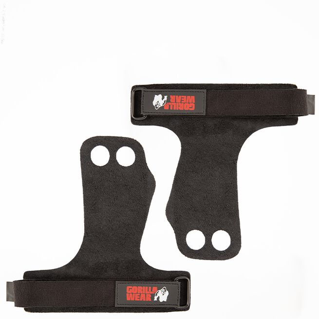 Gorilla Wear Gear 2-Hole Leather Lifting Grips Svart Medium