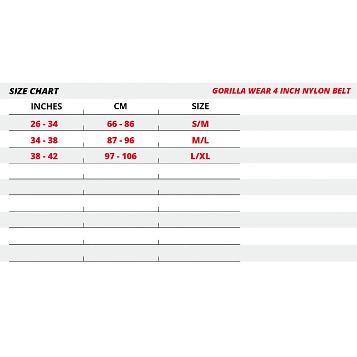 Gorilla Wear Gear 4 Inch Lyftarbälte Nylon Svart