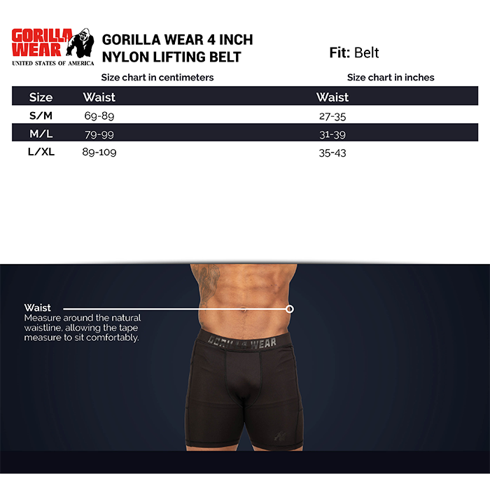 Gorilla Wear Gear 4 Inch Lyftarbälte Nylon Svart/Guld