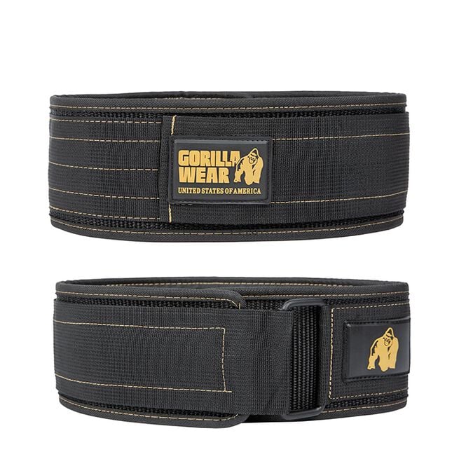 Gorilla Wear Gear 4 Inch Lyftarbälte Nylon Svart/Guld Medium/Large