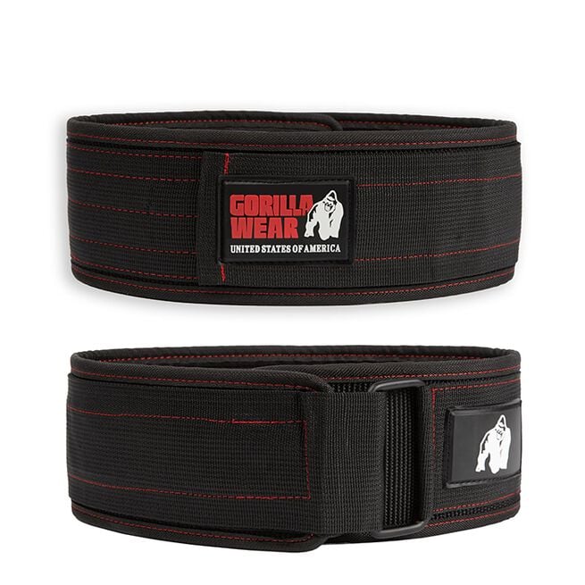 Gorilla Wear Gear 4 Inch Lyftarbälte Nylon Svart/Röd