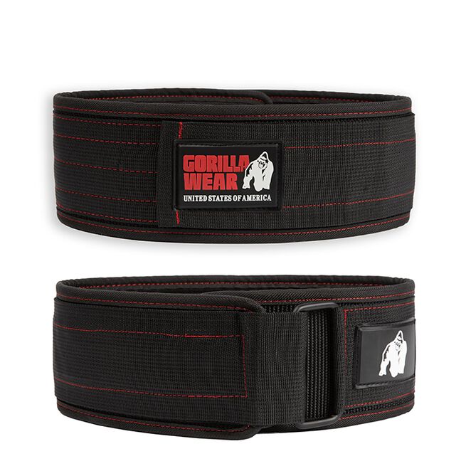 Gorilla Wear Gear 4 Inch Lyftarbälte Nylon Svart/Röd Small/Medium