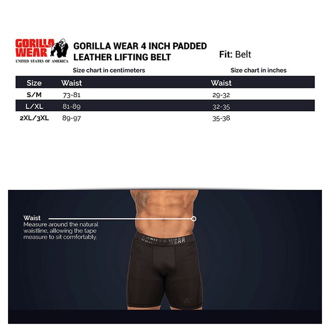 Gorilla Wear Gear 4 Inch Vadderat Lyftarbälte Läder Militärgrön