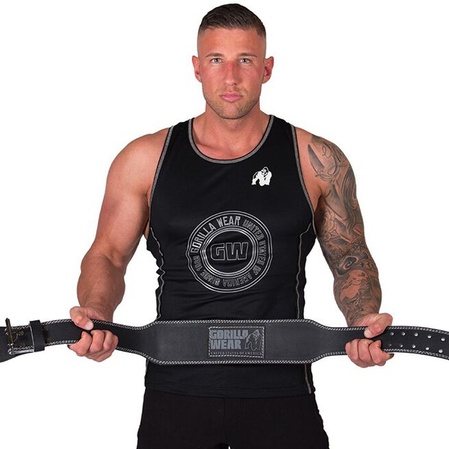 Gorilla Wear Gear 4 Inch Vadderat Lyftarbälte Läder Svart