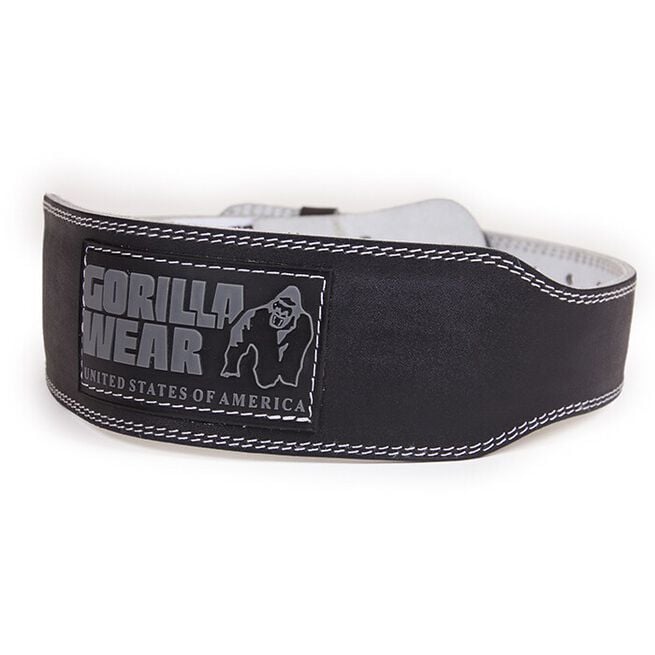 Gorilla Wear Gear 4 Inch Vadderat Lyftarbälte Läder Svart