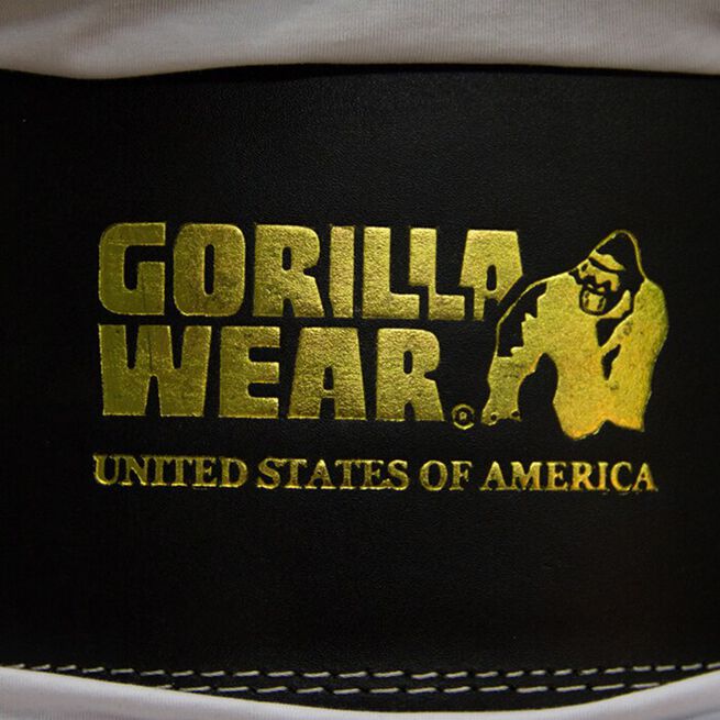 Gorilla Wear Gear 6 Inch Vadderat Lyftarbälte Läder Svart/Guld