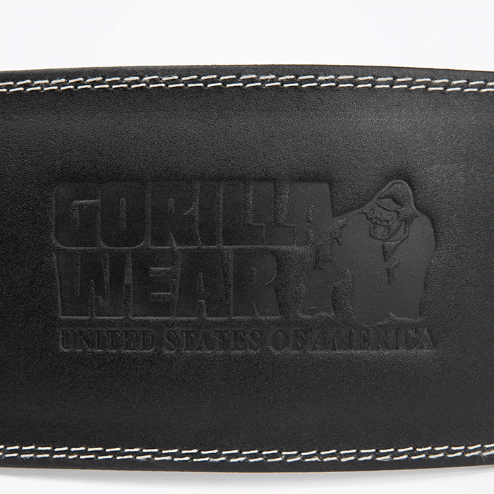 Gorilla Wear Gear 6 Inch Vadderat Lyftarbälte Läder Svart/Svart