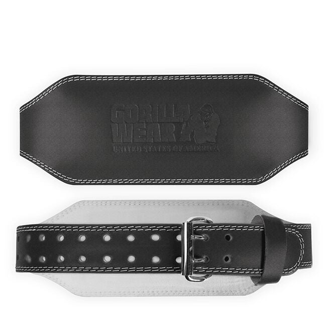 Gorilla Wear Gear 6 Inch Vadderat Lyftarbälte Läder Svart/Svart