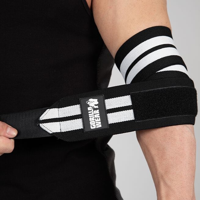 Gorilla Wear Gear Armbågsskydd Wraps Svart/Vit 1,2 m