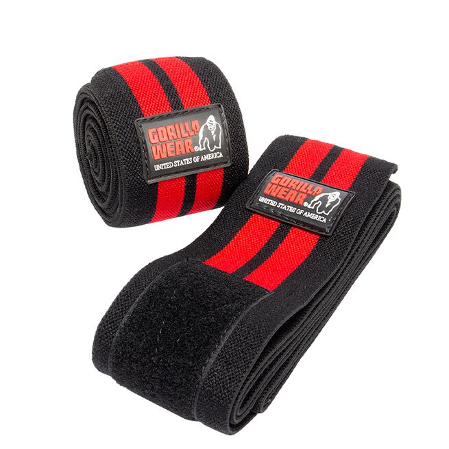 Gorilla Wear Gear Knee Wraps, 2 m Svart/röd