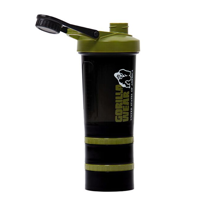 Gorilla Wear Shaker 2 Go Svart/Grön 500 ml + 130 ml x 2