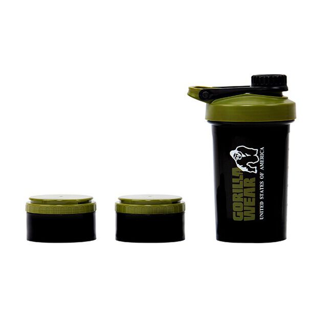 Gorilla Wear Shaker 2 Go Svart/Grön 500 ml + 130 ml x 2