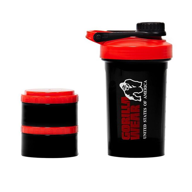 Gorilla Wear Shaker 2 Go Svart/Röd 500 ml + 130 ml x 2