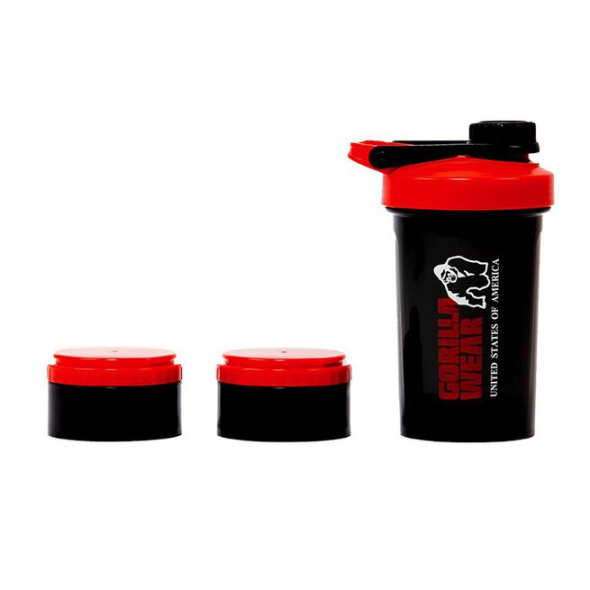 Gorilla Wear Shaker 2 Go Svart/Röd 500 ml + 130 ml x 2