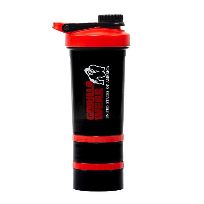 Gorilla Wear Shaker 2 Go Svart/Röd 500 ml + 130 ml x 2