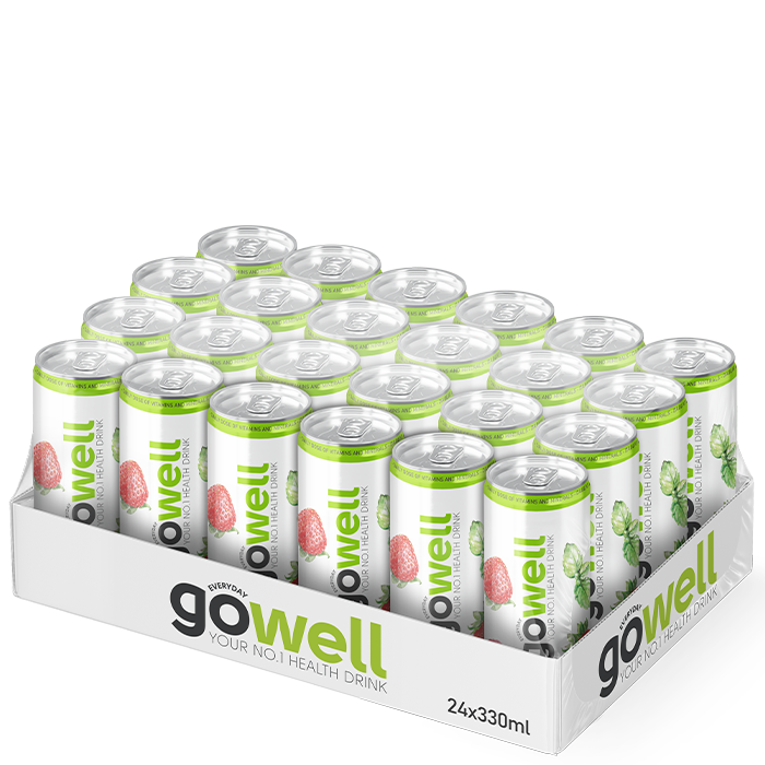 GoWell 24 x GoWell Funktionsdryck Flak 33 cl Jordgubb Hallon Mynta