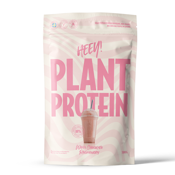 Heey! Veganskt Protein 500 g Vitchoklad Hallon