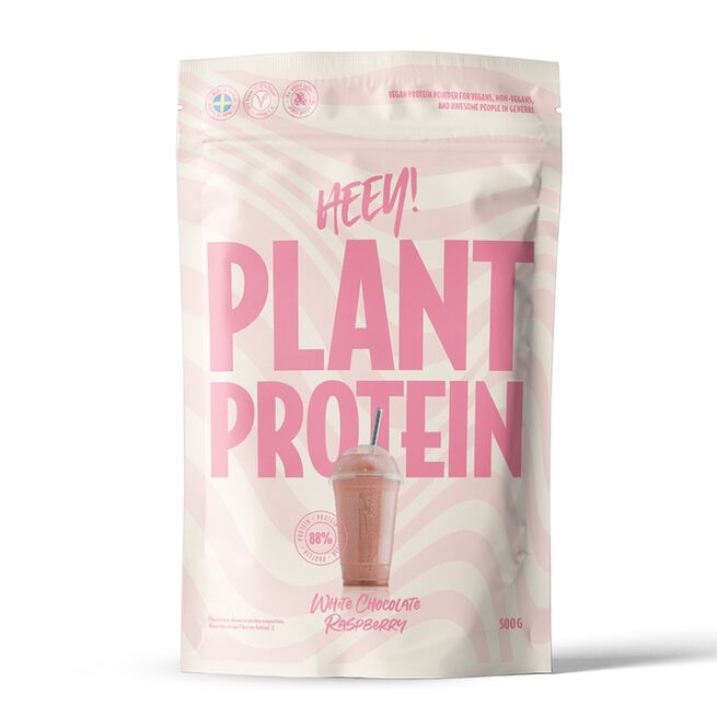Heey! Veganskt Protein 500 g Vitchoklad Hallon