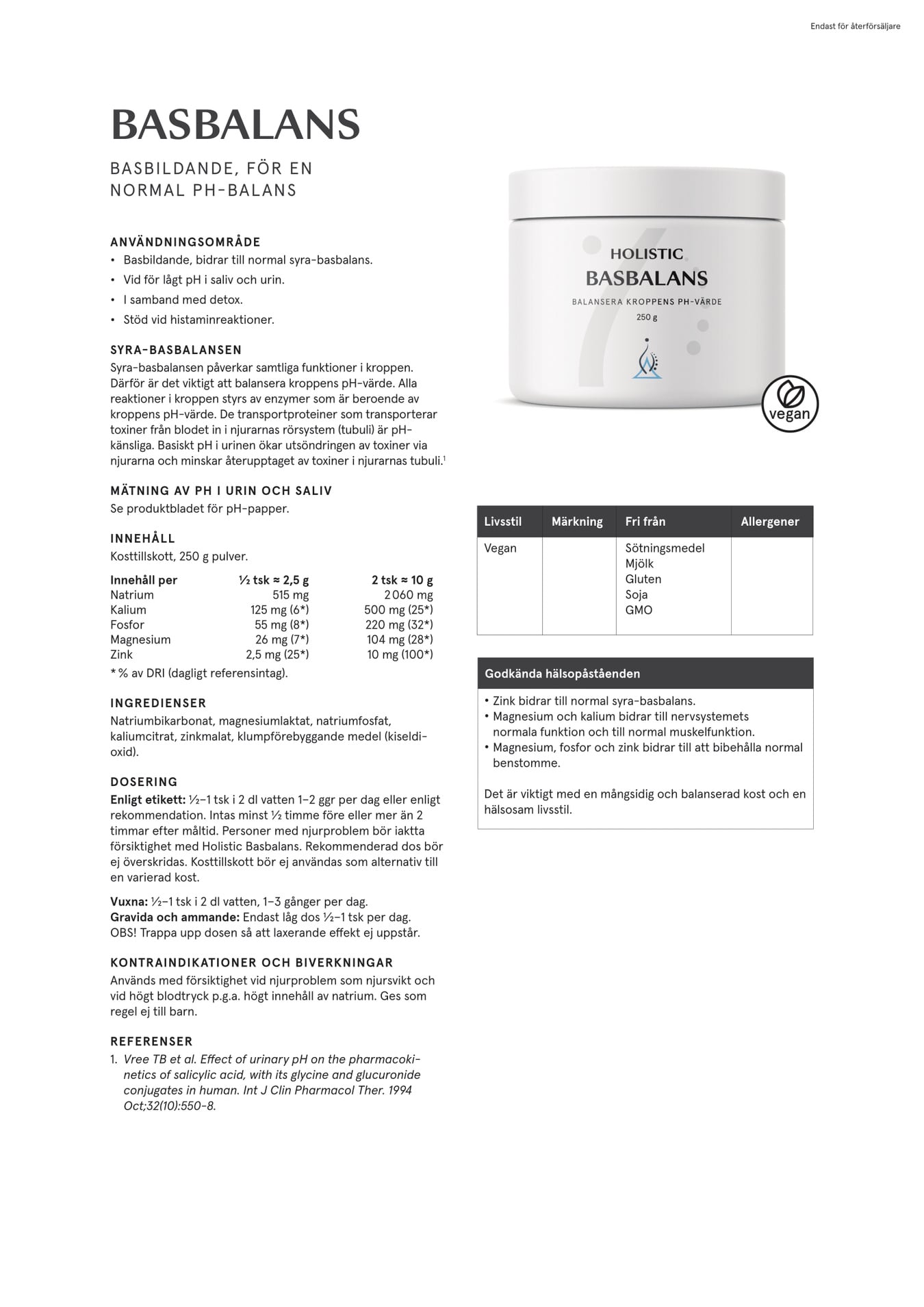 Holistic Basbalans, 250 g pulver