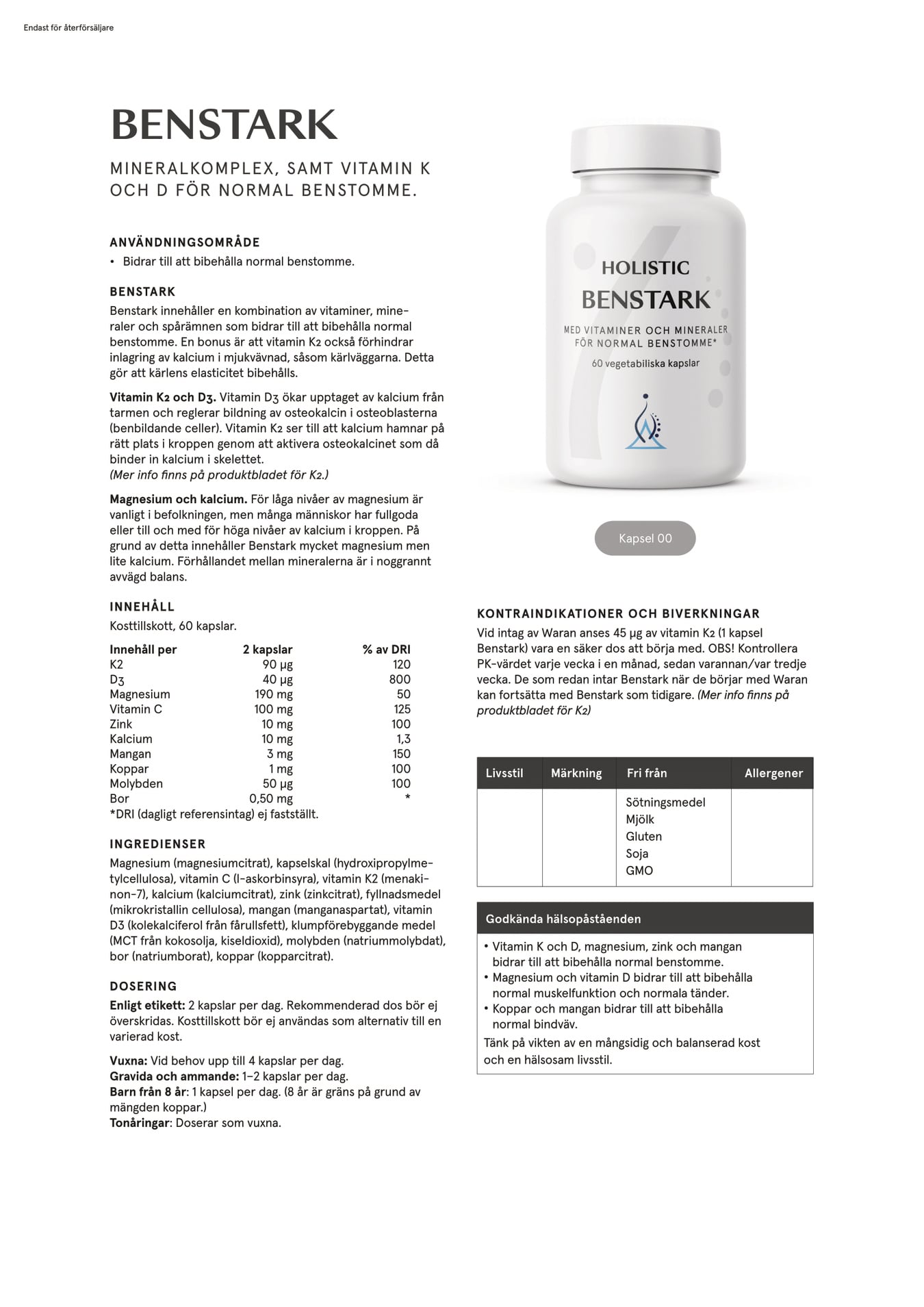 Holistic Benstark, 60 kapslar