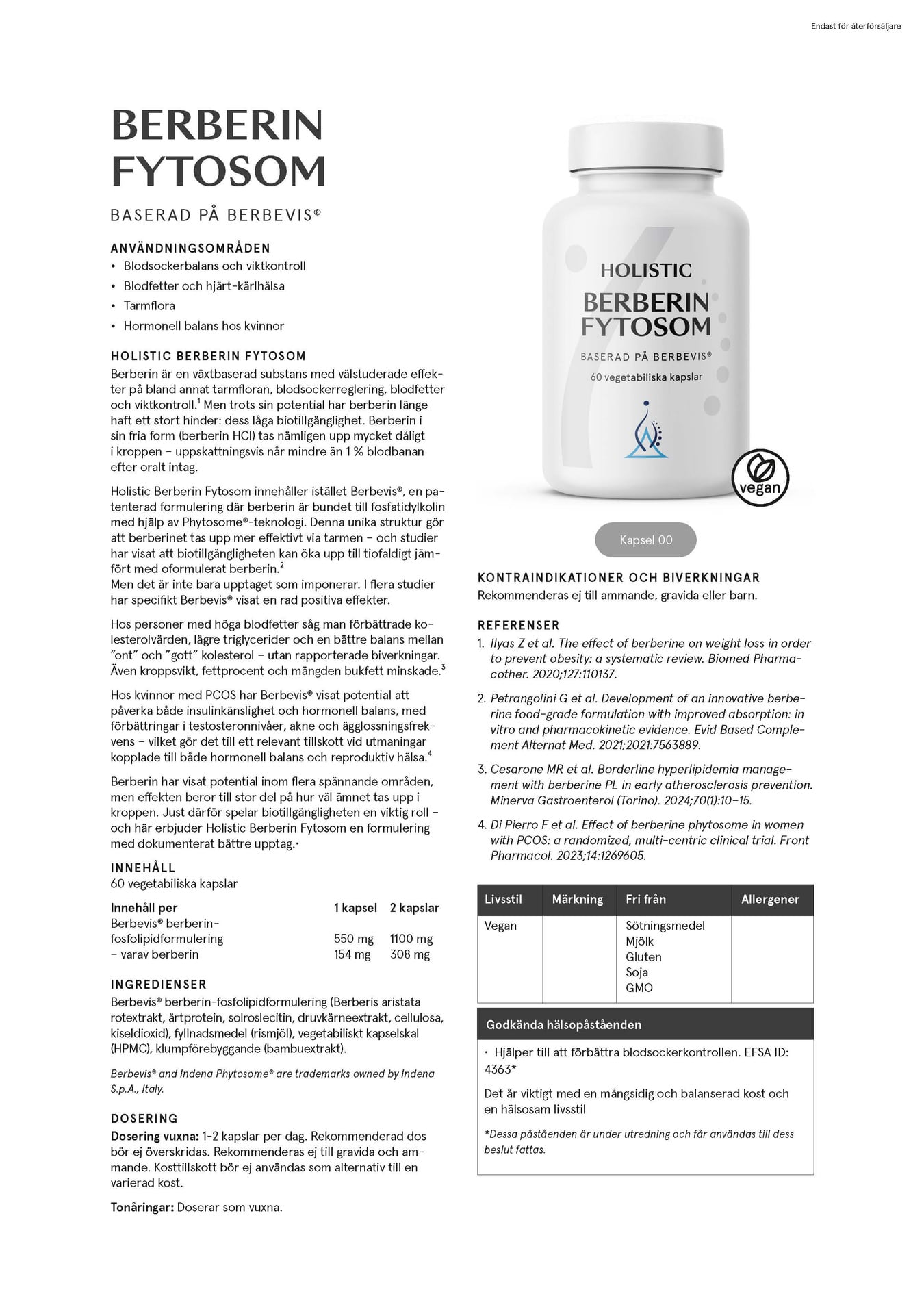 Holistic Berberin fytosom, 60 kapslar