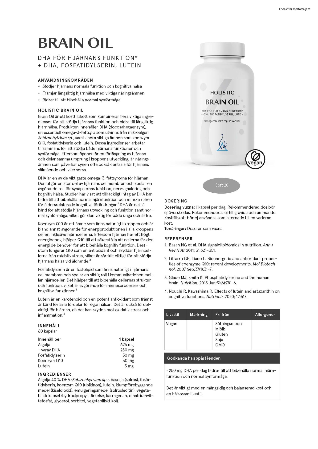 Holistic Brain Oil, 60 kapslar