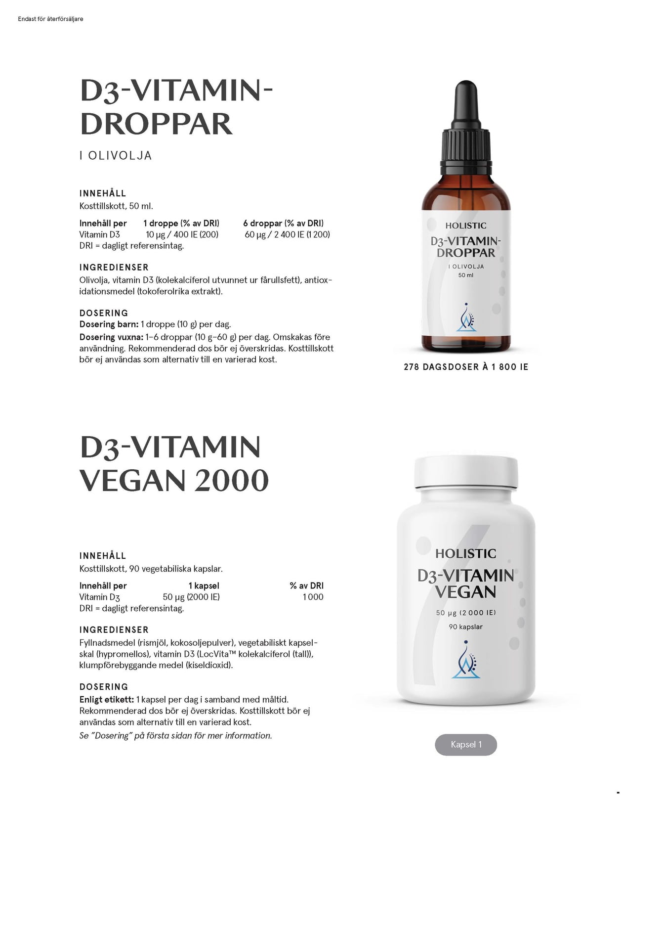 Holistic D3-vitamin droppar, 50 ml