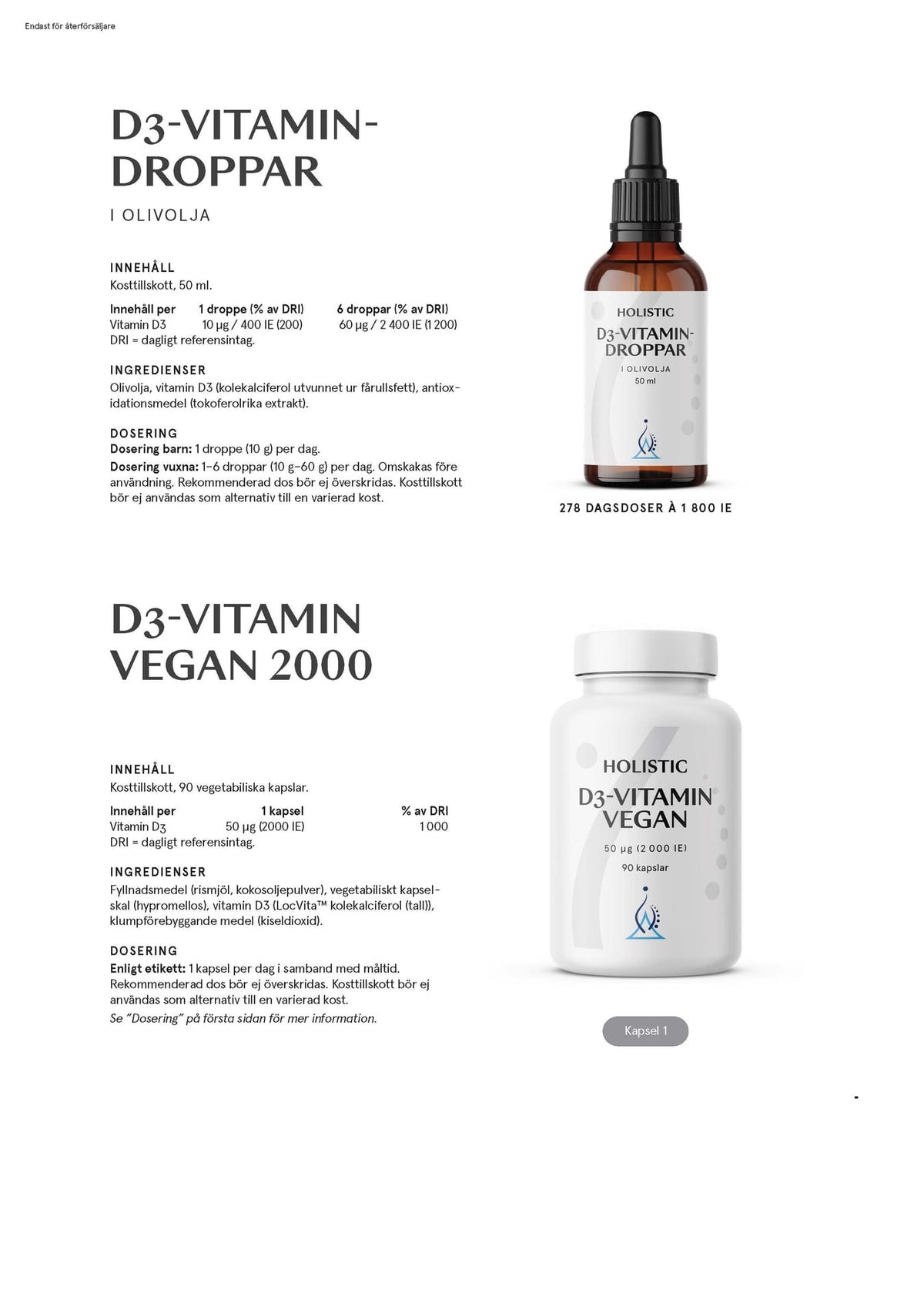 Holistic D3-vitamin droppar, 50 ml